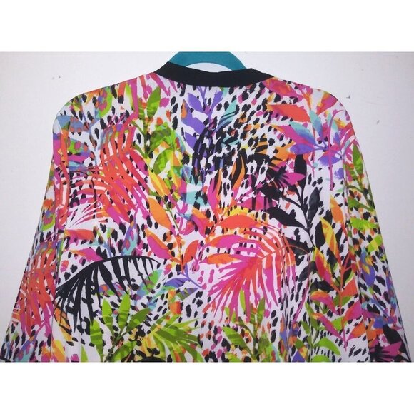 Belladini Topper Duster Sz L Open Front oversized Poly-Spandex MULTICOLOR leaf - Picture 5 of 10